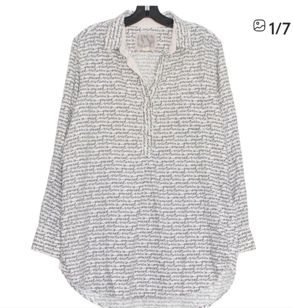 Victorias Secret Womens Sleep Dress Boho Minimalist Popover Spell Out Medium KC